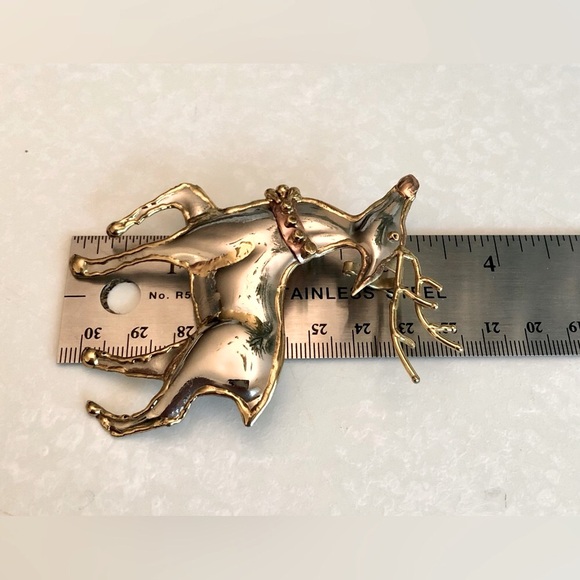 Vintage Mixed Metals Reindeer Brooch/Pendant - Picture 3 of 12